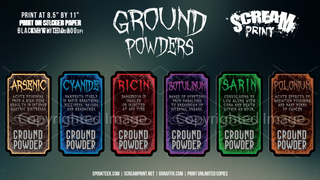 6 Custom Ground Powders Labels | Print in Full Color on Sticker Paper