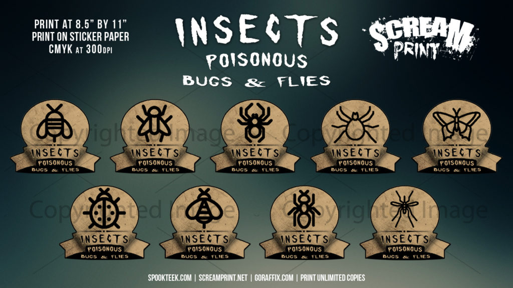 9 Custom Insects, Bugs & Flies Labels | Print in Full Color on Sticker Paper