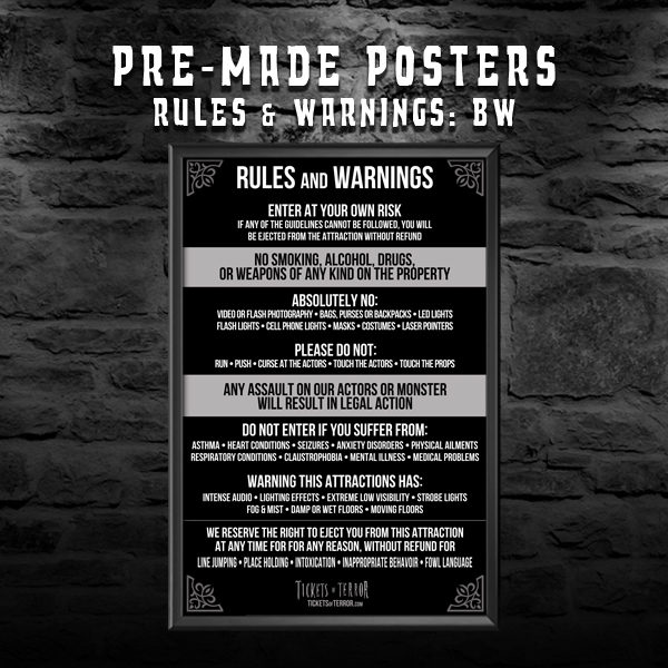 Rules and Warnings - Simple Black and White - ScreamPrint